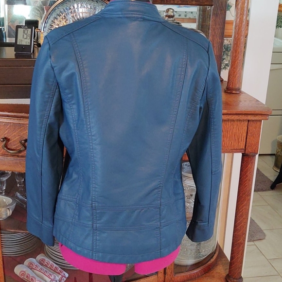 Christopher & Banks Teal Vegan Zip Front Jacket SP - Picture 2 of 11